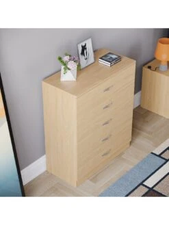 Vida Designs Hulio 5 Drawer Compact Chest - Pine -Oleu Furniture Shop RVKEF SQ4 0000000144 PINE SLd