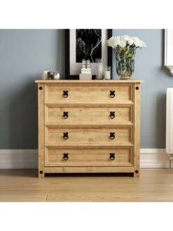 Vida Designs Corona Solid Pine Rustic 4 Drawer Chest