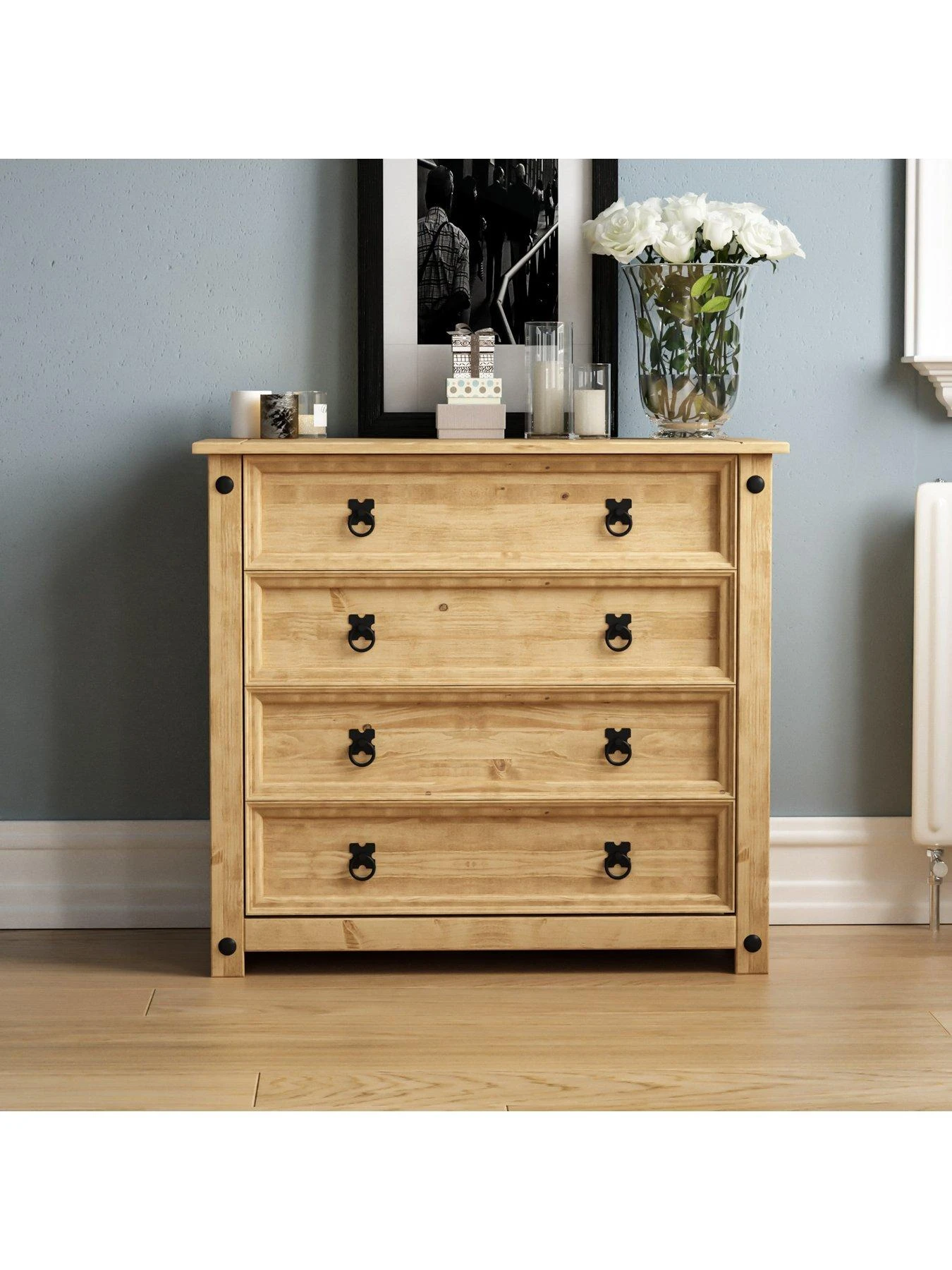 Vida Designs Corona Solid Pine Rustic 4 Drawer Chest 5 Vida Designs Corona Solid Pine Rustic 4 Drawer Chest - Image 3
