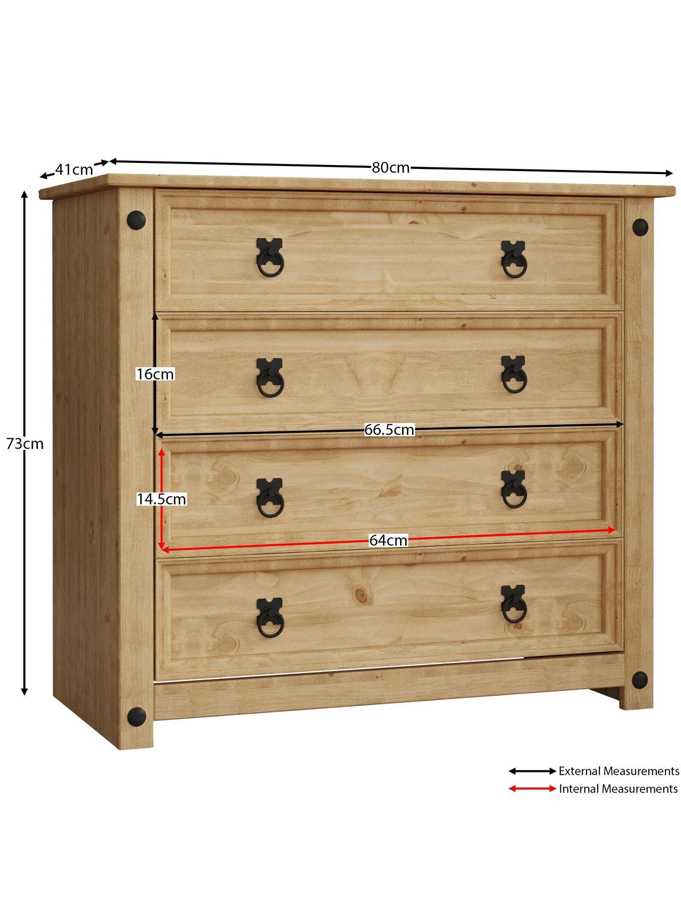 Vida Designs Corona Solid Pine Rustic 4 Drawer Chest 8 Vida Designs Corona Solid Pine Rustic 4 Drawer Chest - Image 6