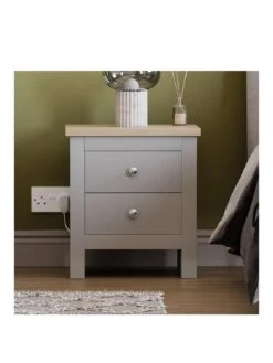 Vida Designs Arlington 2 Drawer Bedside Chest - Grey -Oleu Furniture Shop RVNW3 SQ3 0000000005 GREY SLa