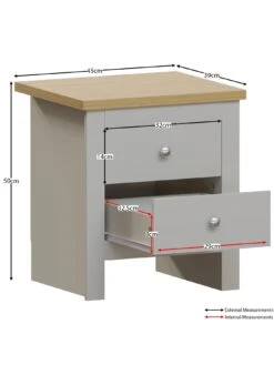 Vida Designs Arlington 2 Drawer Bedside Chest - Grey -Oleu Furniture Shop RVNW3 SQ6 0000000005 GREY SLd2