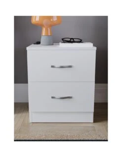 Vida Designs Riano Compact 2 Drawer Bedside Chest - White -Oleu Furniture Shop RVPAA SQ3 0000000013 WHITE SLa