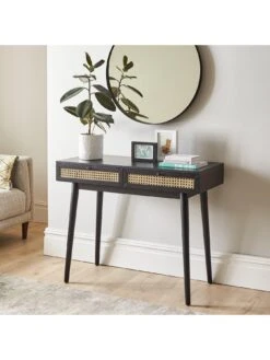 Very Home Torri Cane Console Desk - Black -Oleu Furniture Shop RVQN7 SQ2 0000000004 BLACK RSr