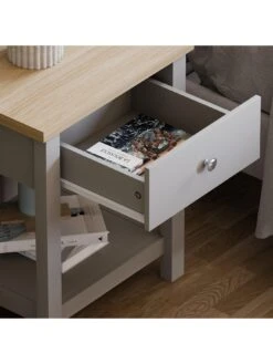 Vida Designs Arlington 1 Drawer Side Table - Grey -Oleu Furniture Shop RWQ3C SQ4 0000000005 GREY SLd