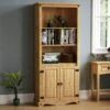 Vida Designs Corona Solid Pine 2 Door Bookcase -Oleu Furniture Shop RWQ6A SQ1 0000000006 OAK SLf