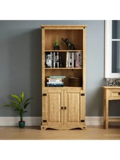 Vida Designs Corona Solid Pine 2 Door Bookcase -Oleu Furniture Shop RWQ6A SQ4 0000000006 OAK SLd