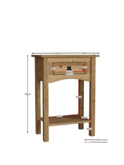 Vida Designs Corona Solid Pine 1 Drawer Console Table -Oleu Furniture Shop RWQ6C SQ3 0000000006 OAK SLa