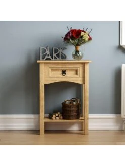 Vida Designs Corona Solid Pine 1 Drawer Console Table -Oleu Furniture Shop RWQ6C SQ4 0000000006 OAK SLd