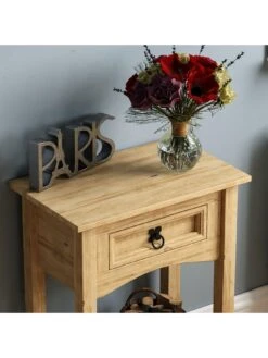 Vida Designs Corona Solid Pine 1 Drawer Console Table -Oleu Furniture Shop RWQ6C SQ5 0000000006 OAK SLd1