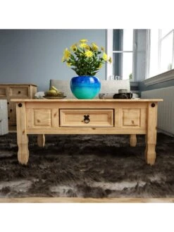 Vida Designs Corona Solid Pine 1 Drawer Coffee Table -Oleu Furniture Shop RWQDP SQ4 0000000006 OAK SLd