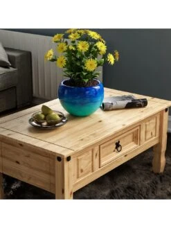 Vida Designs Corona Solid Pine 1 Drawer Coffee Table -Oleu Furniture Shop RWQDP SQ5 0000000006 OAK SLd1