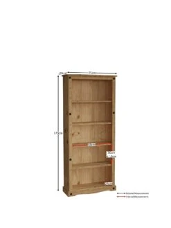 Vida Designs Corona Solid Pine Large Bookcase -Oleu Furniture Shop RWQER SQ3 0000000006 OAK SLa