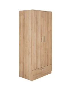 Everyday Panama 2 Door, 1 Drawer Wardrobe - FSC® Certified -Oleu Furniture Shop T3XDH SQ3 0000000006 OAK SLa