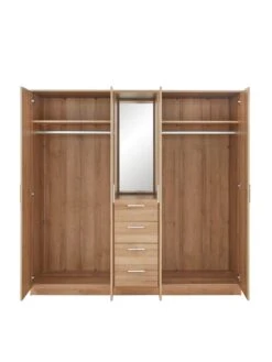Everyday Panama 4 Door, 4 Drawer Combi Fitment Wardrobe With Mirror - FSC® Certified -Oleu Furniture Shop T3XMY SQ4 0000000006 OAK SLd
