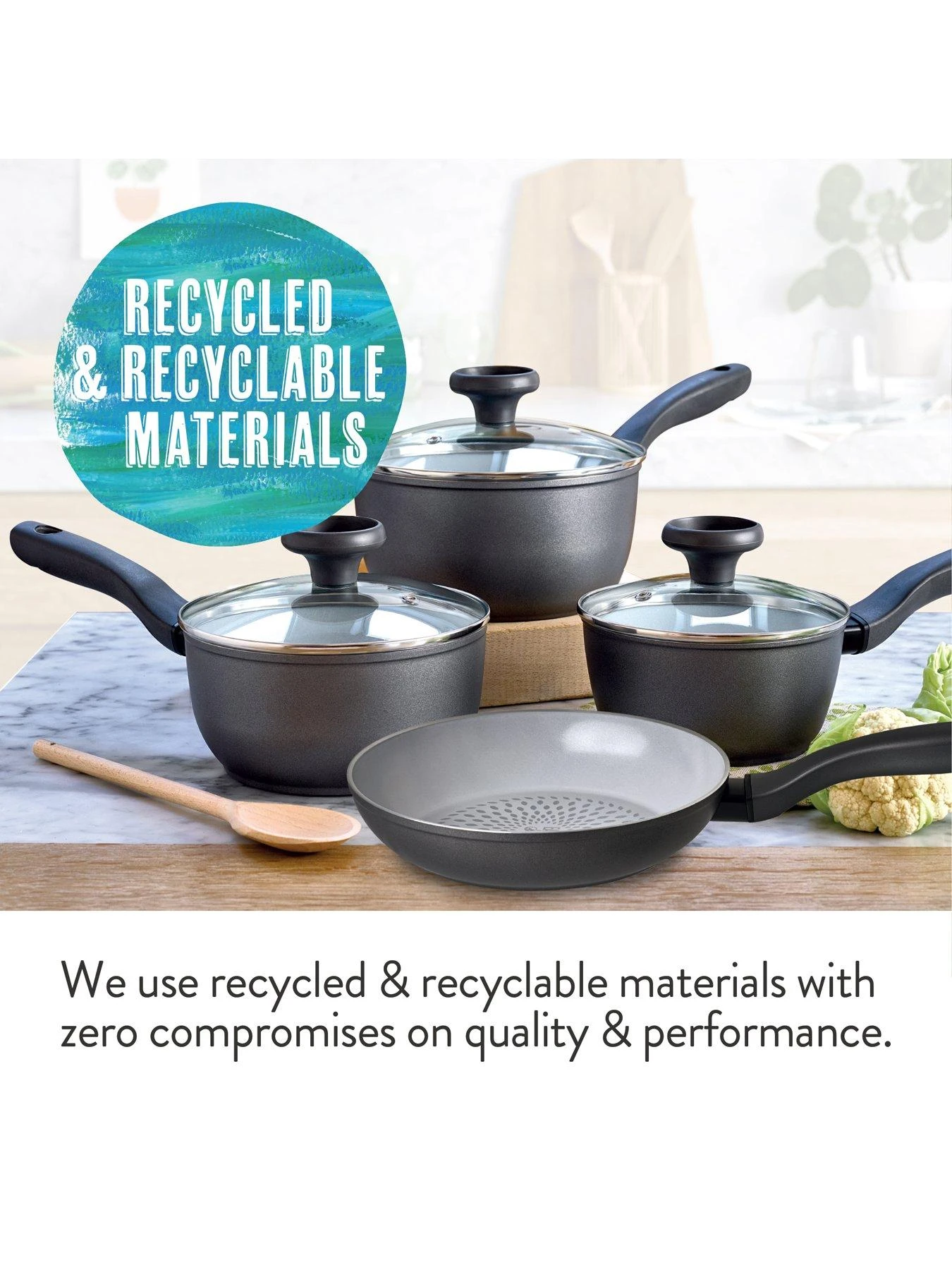 Prestige Earthpan 4 Piece Saucepan And Frying Pan Set - 16,18,20cm Saucepans With Toughened Glass Lids And 24cm Frying Pan 5 Prestige Earthpan 4 Piece Saucepan And Frying Pan Set - 16,18,20cm Saucepans With Toughened Glass Lids And 24cm Frying Pan - Image 3