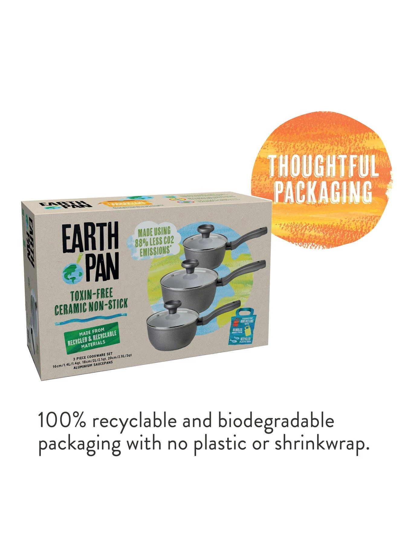 Prestige Earthpan 4 Piece Saucepan And Frying Pan Set - 16,18,20cm Saucepans With Toughened Glass Lids And 24cm Frying Pan 8 Prestige Earthpan 4 Piece Saucepan And Frying Pan Set - 16,18,20cm Saucepans With Toughened Glass Lids And 24cm Frying Pan - Image 6