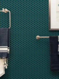 Contour Hexagon Lattice Anti-Bacterial Teal Wallpaper