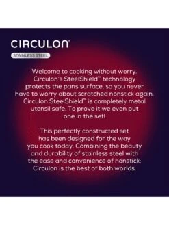 Circulon Steel Shield Stainless Steel Induction Non-stick 5 Piece Pan Set With Bonus Tool -Oleu Furniture Shop TMW4J SQ6 0000000166 STAINLESS STEEL SLd4