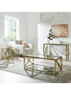 Very Home Christie Glass Top Coffee Table - Brass