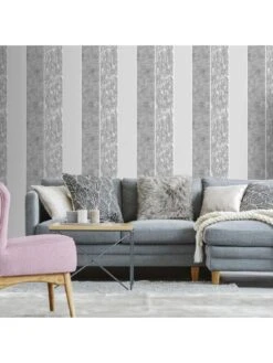 Superfresco Milan Stripe Silver Wallpaper -Oleu Furniture Shop TQUXU SQ5 0000000035 SILVER RSr