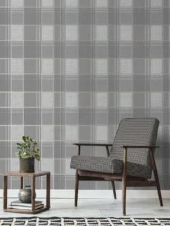 Fine D??cor Larson Check Charcoal/gold