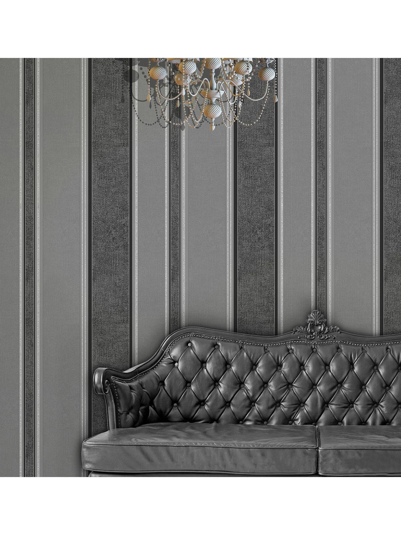 Fine D??cor Mallory Stripe Midnight Striped Glitter Wallpaper 4 Fine D??cor Mallory Stripe Midnight Striped Glitter Wallpaper - Image 2