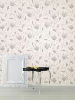 Fine D??cor Synergy Dove Grey Floral Glitter Wallpaper