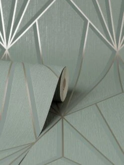 Fine Décor Cascade Geo Sage/silver -Oleu Furniture Shop TRY3Q SQ3 0000000644 SAGE SLd