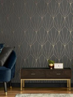 Fine D??cor Cascade Geo Grey/rose Gold