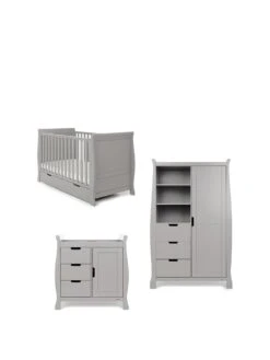 Obaby Stamford Classic Sleigh 3-Piece Room Set - Warm Grey