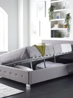 Aspire Linen Side Opening Ottoman Bed -Oleu Furniture Shop U4A7X SQ4 0000016413 GREY LINEN SLd1
