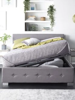 Aspire Linen Side Opening Ottoman Bed -Oleu Furniture Shop U4A7X SQ6 0000016413 GREY LINEN SLd3