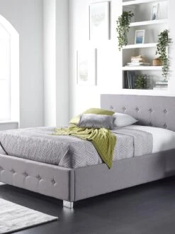 Aspire Linen Side Opening Ottoman Bed -Oleu Furniture Shop U4A7X SQ7 0000016413 GREY LINEN DGy