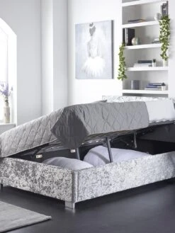 Aspire Crushed Velvet Side Opening Ottoman Storage Bed Bed 12 Aspire Crushed Velvet Side Opening Ottoman Storage Bed Bed -Oleu Furniture Shop U4ACR SQ4 0000016414 STEEL CRUSHED VELVET SLd1