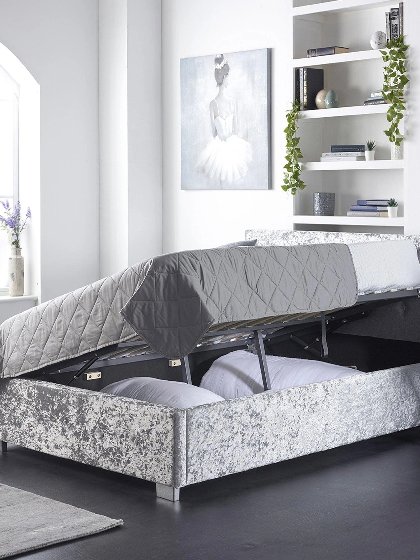 Aspire Crushed Velvet Side Opening Ottoman Storage Bed Bed 6 Aspire Crushed Velvet Side Opening Ottoman Storage Bed Bed - Image 4