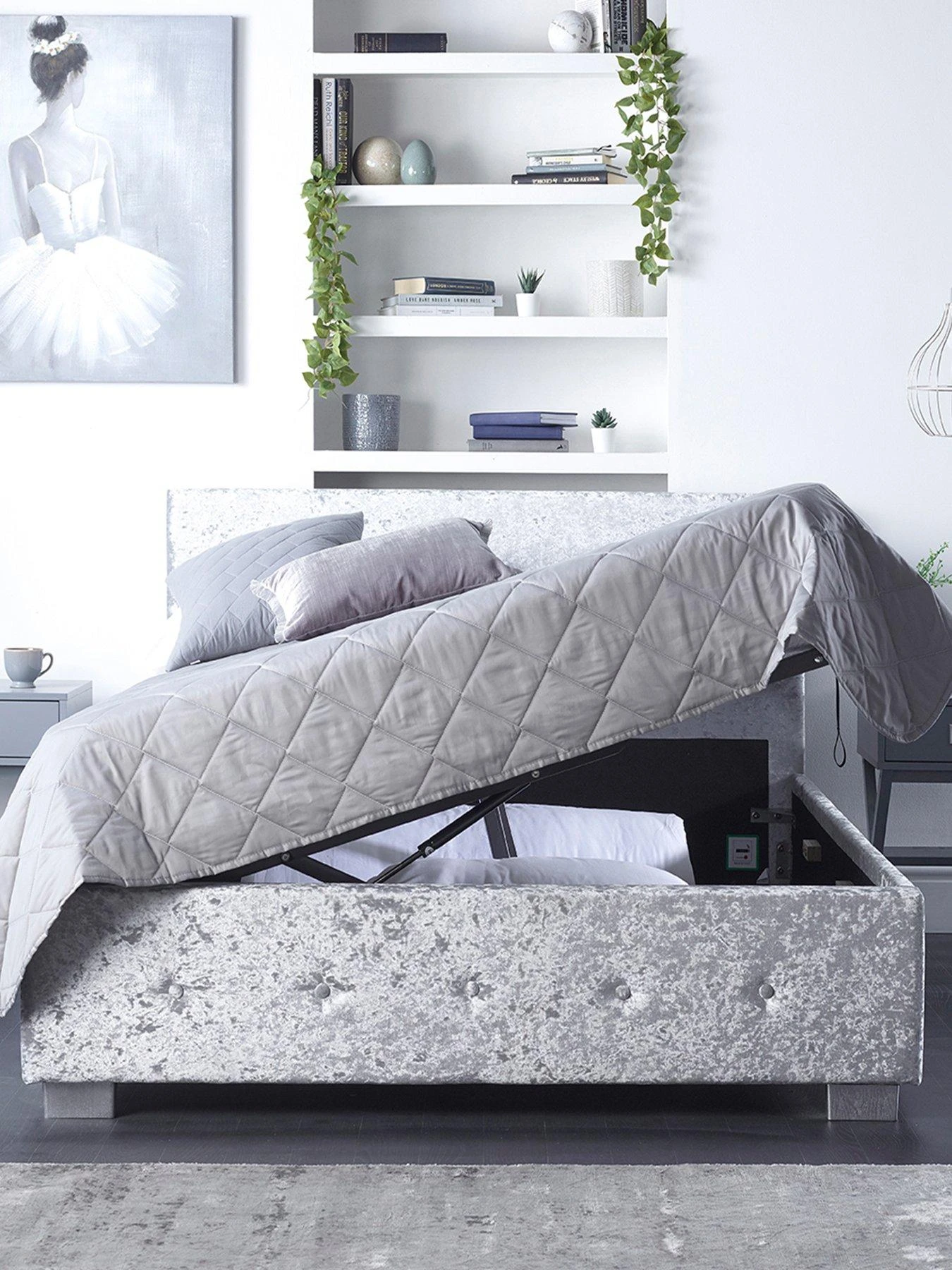 Aspire Crushed Velvet Side Opening Ottoman Storage Bed Bed 8 Aspire Crushed Velvet Side Opening Ottoman Storage Bed Bed - Image 6