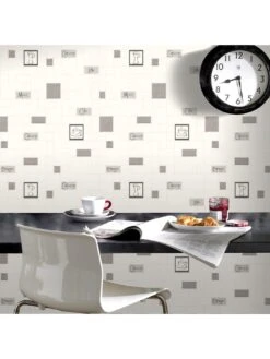 Contour  Cafe Culture Grey Kitchen & Bathroom Wallpaper