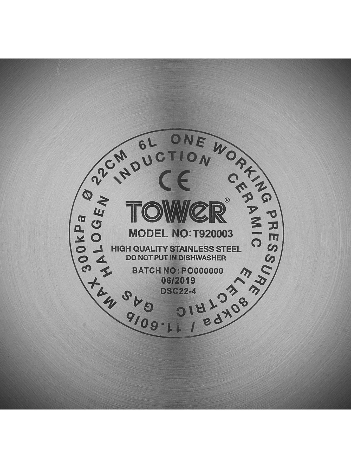 Tower One-touch Ultima 6L/22cm Stainless Steel Pressure Cooker 6 Tower One-touch Ultima 6L/22cm Stainless Steel Pressure Cooker - Image 4