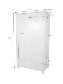 Great Little Trading Co. Lulworth 2 Door, 1 Drawer Kids Wardrobe - White -Oleu Furniture Shop UDGPG SQ7 0000000013 WHITE DGy