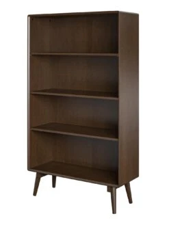 Novogratz Brittany 4 Shelf Bookcase - Walnut -Oleu Furniture Shop UFRRD SQ6 0000000007 WALNUT SLd2