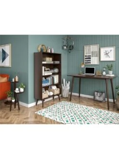 Novogratz Brittany 4 Shelf Bookcase - Walnut -Oleu Furniture Shop UFRRD SQ7 0000000007 WALNUT DGy