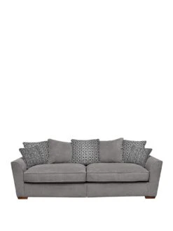 Very Home Bloom Fabric 4 Seater Sofa - Charcoal, Silver/Navy