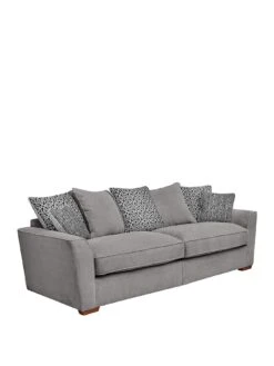Very Home Bloom Fabric 4 Seater Sofa - Charcoal, Silver/Navy -Oleu Furniture Shop UGVY4 SQ4 0000000071 CHARCOAL SLa