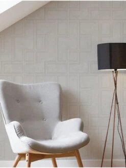 Boutique Gilded Greek Key Pearl Wallpaper