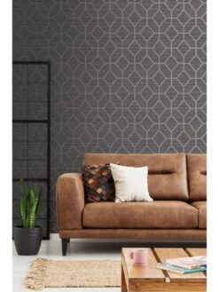 Boutique Asscher Geo Grey Wallpaper -Oleu Furniture Shop UHGT4 SQ5 0000000005 GREY RSr