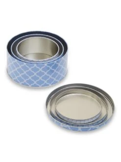 Premier Housewares Kensington Set Of 3 Storage Tins -Oleu Furniture Shop UJU7M SQ4 0000000216 BLUE WHITE SLd2