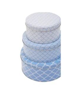 Premier Housewares Kensington Set Of 3 Storage Tins -Oleu Furniture Shop UJU7M SQ5 0000000216 BLUE WHITE SLd3