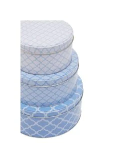 Premier Housewares Kensington Set Of 3 Storage Tins -Oleu Furniture Shop UJU7M SQ6 0000000216 BLUE WHITE SLd4
