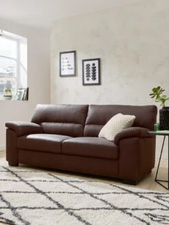 Very Home Danielle Faux Leather 3 Seater Sofa - Chocolate - FSC® Certified